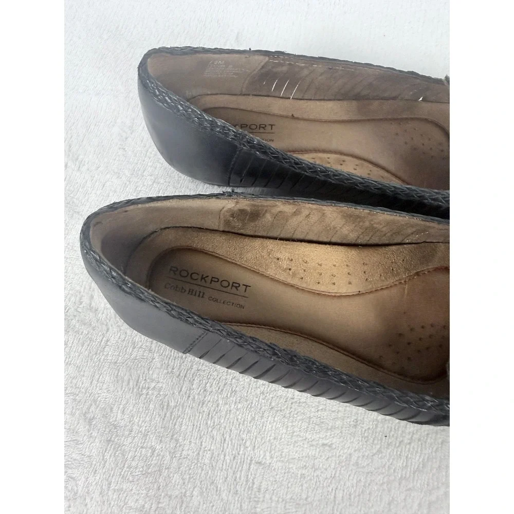 Rockport Cobb Hill Women's Black Leather Loafer Flats Slip On 7.5M